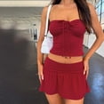 thumbnail image 3 of Conjunto elegante de dos piezas para mujer: top sin tirantes con falda plisada asimétrica de doble capa, 3 of 8