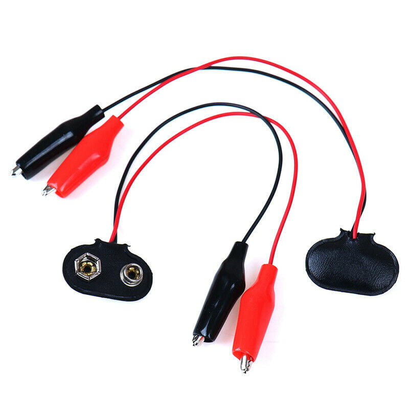 5Pcs 9V Battery Clip Power Cable Testing Line Adapter to Alligator Clip_TM