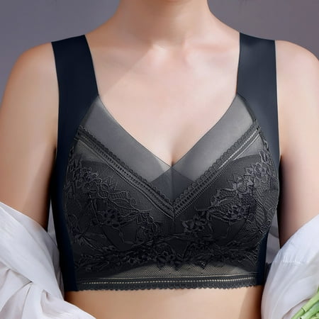 

Bazyrey Push up Bras for Women Push Up Bras Solid Color Beautiful Back Large Size Lace No Steel Bra Easy on Lightly Lined Bras Black XL (Buy 2 Get 3 )