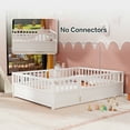 thumbnail image 4 of Wood Floor Bed with Fence and Door for Kids, Full, White, 4 of 16