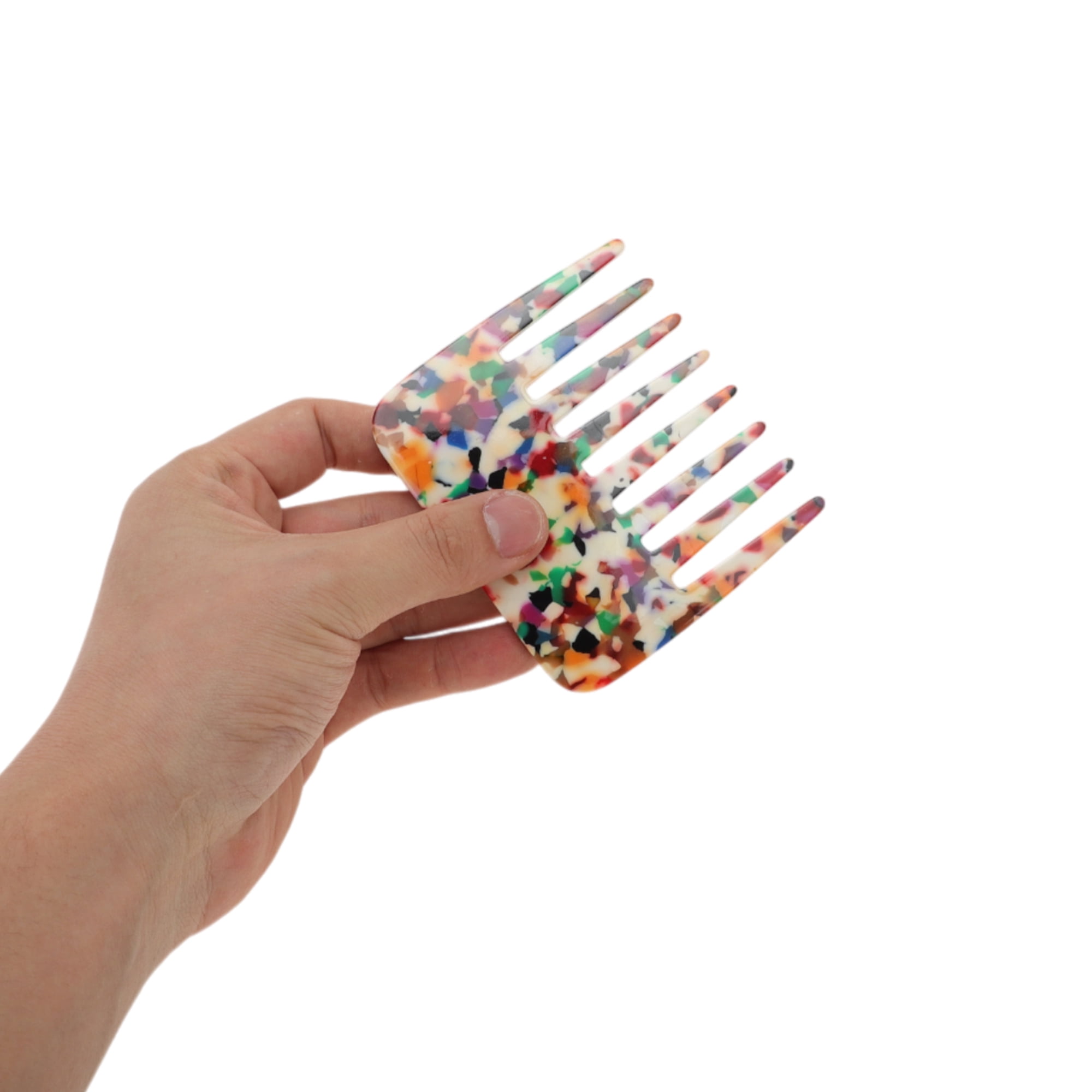 Unique Bargains 1 Pc Portable Marble Wide Tooth Comb for All Hair Types Styles Colorful