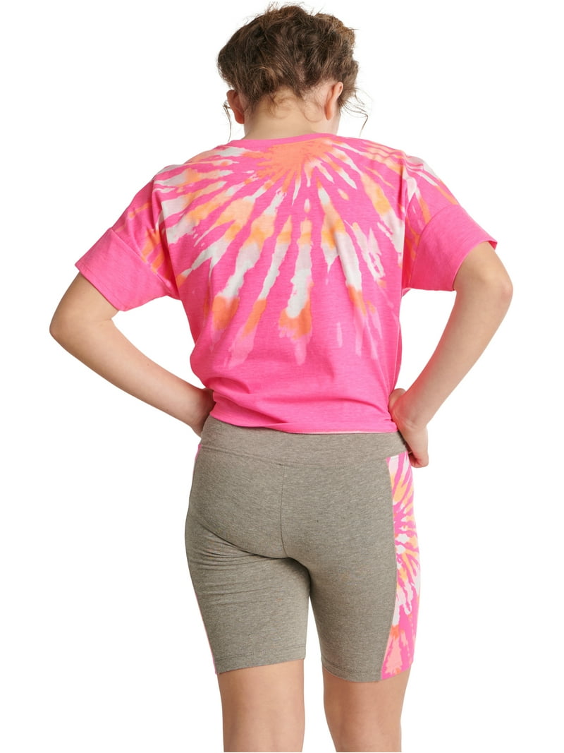 Justice Girls Boxy Oversized T-Shirt Bike Short Outfit Set