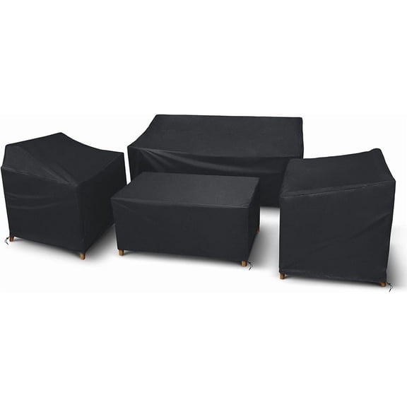 KingFurt Patio Furniture Covers, 4 Piece Outdoor Furniture Covers Waterproof, Heavy Duty Tear-Resistant Patio Chair Covers with Windproof Buckle Strap and Adjustable Drawstring