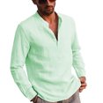 thumbnail image 1 of ITFABS Men's Solid Color Long Sleeve T-Shirt Loose Fit Tops Solid Color Blouse, 1 of 9