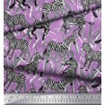 thumbnail image 3 of Soimoi Purple Rayon Fabric Leaves & Wild Animal Print Sewing Fabric BTY 56 Inch Wide, 3 of 3