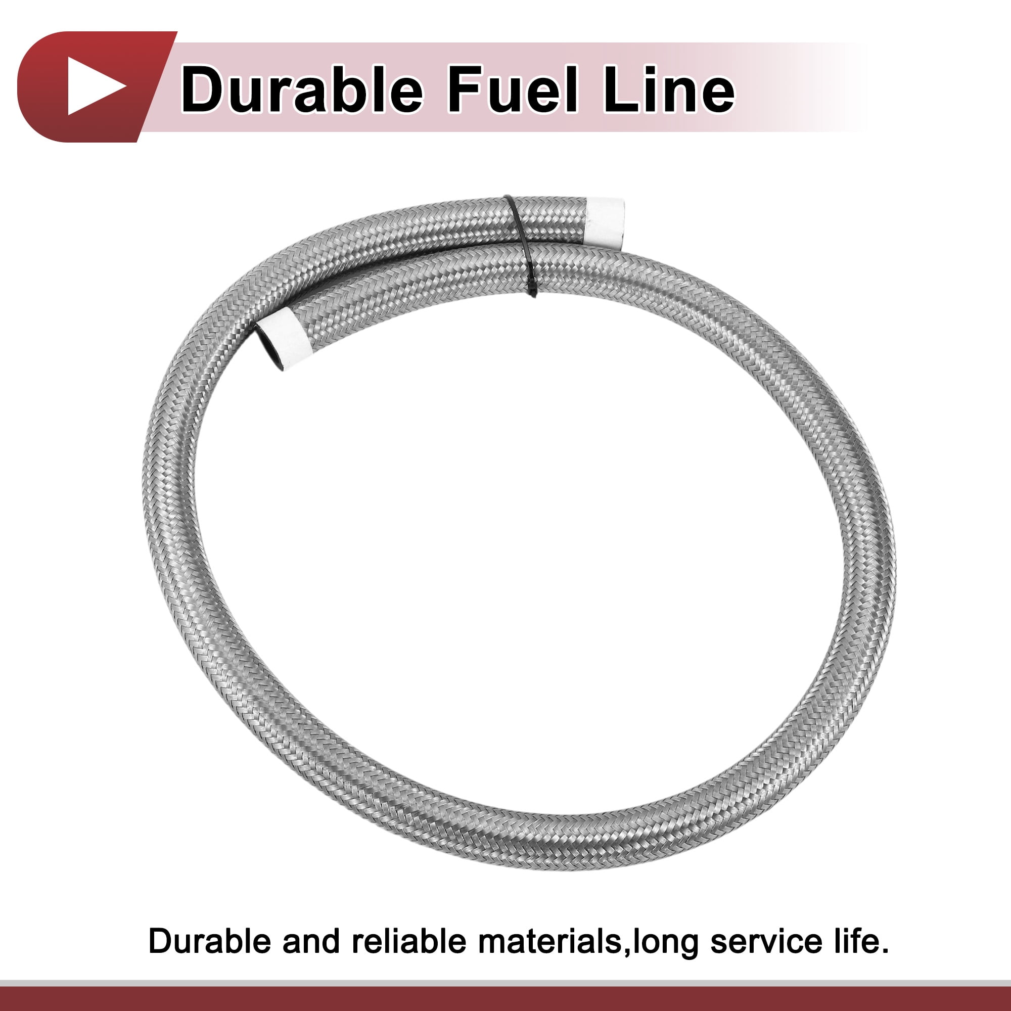 Unique Bargains AN8 Fuel Line Hose 3ft Vacuum CPE Rubber Silver 0.56"ID 0.8"OD