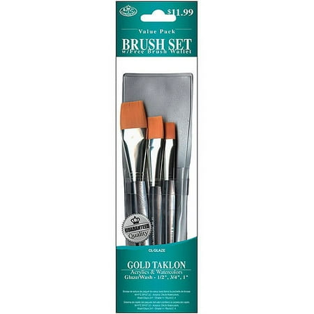 UPC: 0090672226136 | Royal & Langnickel Gold Taklon Glaze/Wash Brush Set Value Pack  3 Piece
