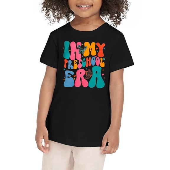 Kids Tee Casual First Day of School In My Preschool Kindergarten Kids formal Shirts,Black,12-24 Months