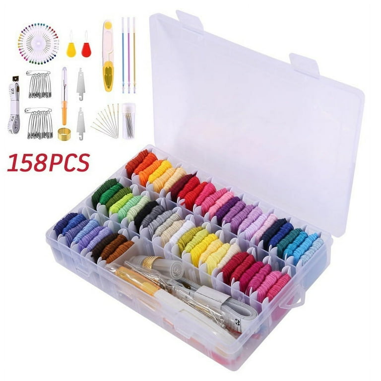 Txkrhwa 158PCS Embroidery Floss Set Cross Stitch Threads Kit with