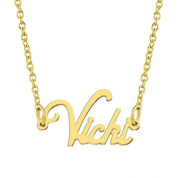 KISPER 18K Gold Plated Stainless Steel Personalized Name Pendant Necklace