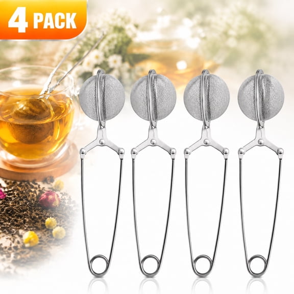 Deally Tea Strainers for Loose Tea, 4 Pack Tea Infuser with Handle Fine Mesh Tea Ball Filter Tea Diffusers Steeper for Loose Leaf Tea, Spices, Seasonings