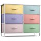 thumbnail image 1 of Songqin Dresser with 6 Drawers Fabric Storage Tower Organizer – Steel Frame, Wood Top, Easy Pull Bins for Bedroom, Closet, Hallway, Office-Pastel/White, 1 of 12