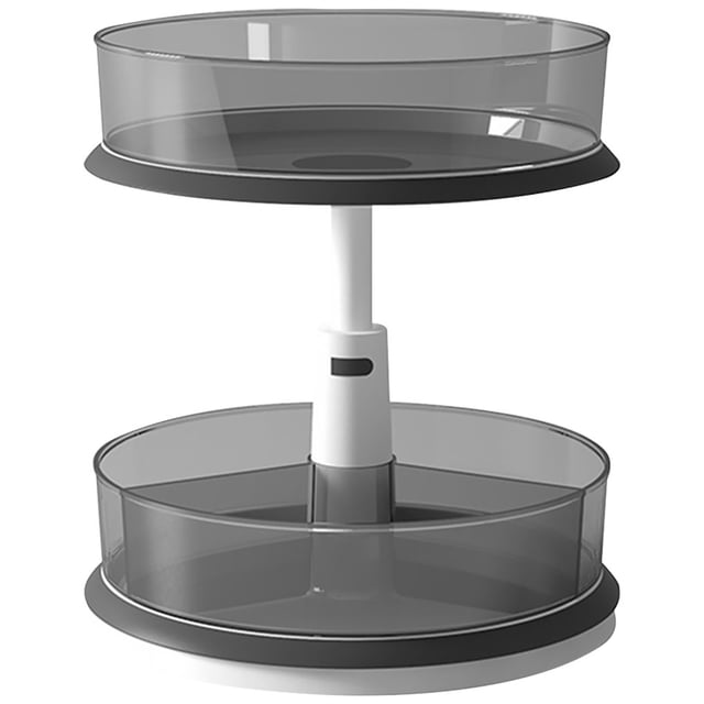 Especiero Estante de almacenamiento giratorio de 2 capas Organizador de gabinete de cocina Condimento Plataforma giratoria Soporte para cosméticos, Gris Inevent LF000135-02