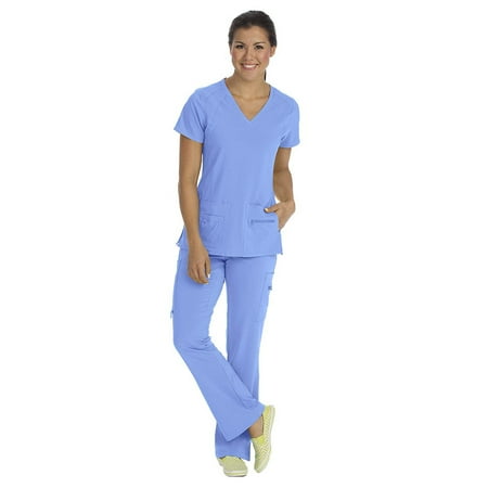 

Med Couture Activate Women s V-Neck Racerback Scrub Top & Yoga 1 Cargo Pocket Scrub Pant Set [XS - 3XL]