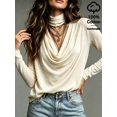 thumbnail image 6 of Women's Cowl Neck Long Sleeve Top, Loose Fit Draped Blouse for Work, Office, Everyday & Casual Wear, 6 of 6