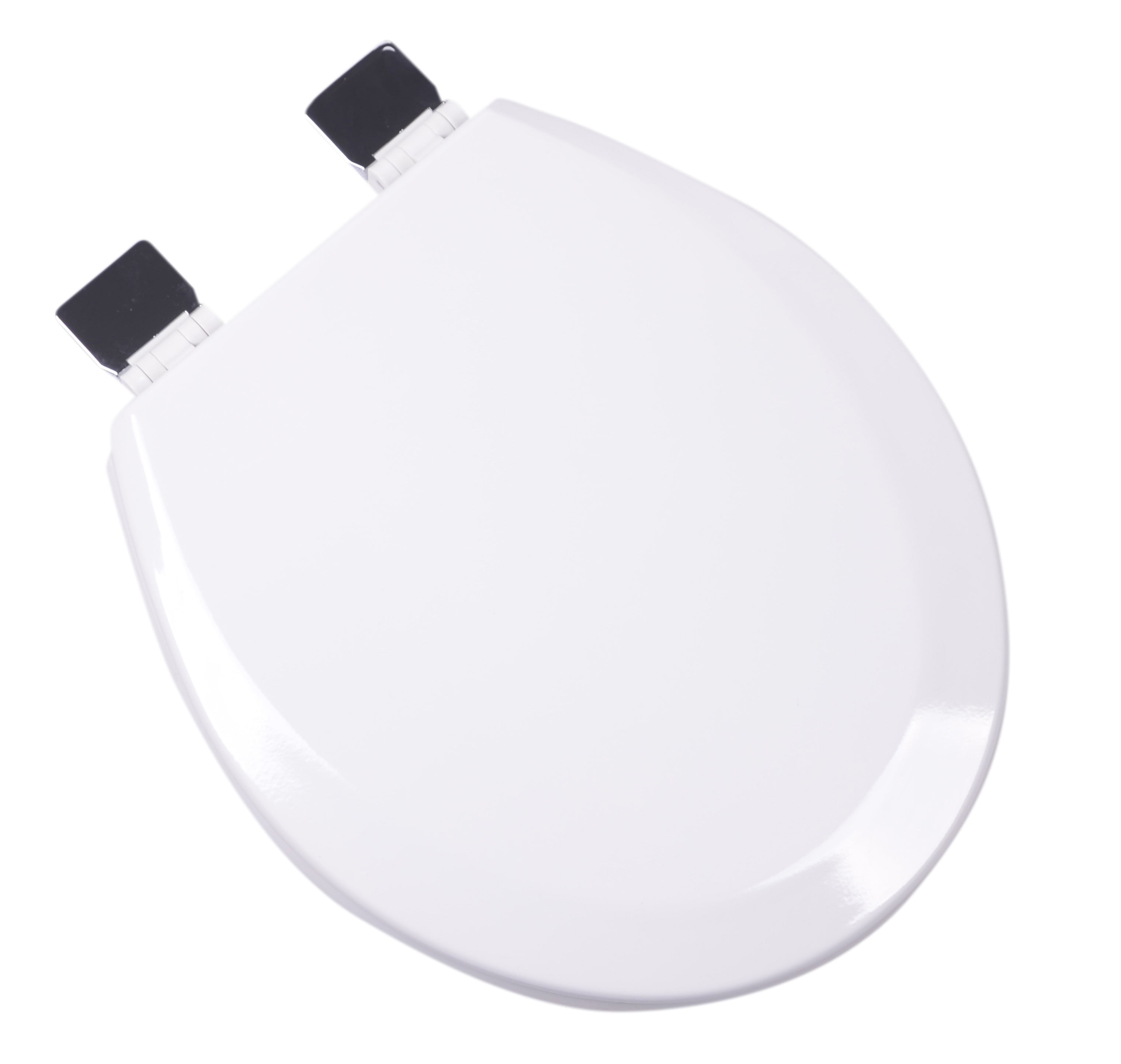 BathDecor Premium White Molded Round Front Wood Toilet Seat with