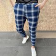thumbnail image 2 of hopeusnice Mens Loose With Pockets Workout Casual Beach Business Suit Trousers Lounge Trousers Straight Solid Color Mid Waist Fashion Summer Pants Blue L, 2 of 7