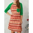 thumbnail image 2 of AIGUR Mommy and Me Matching Dress Stripe Snowflake Print Crew Neck Long Sleeve Dress Family Matching Christmas Clothes, 2 of 8