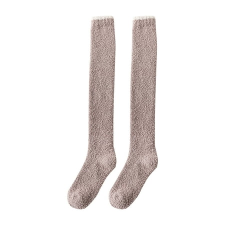 

wofedyo stockings for women Womens Winter Thickened Warm Home Plush Sleeping Socks Coral Stockings thigh high stockings