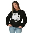 thumbnail image 4 of Black Cat Punk Rock Kitty Lovers Unisex Plus Fleece Graphic Sweatshirt Brisco Brands 2X, 4 of 5