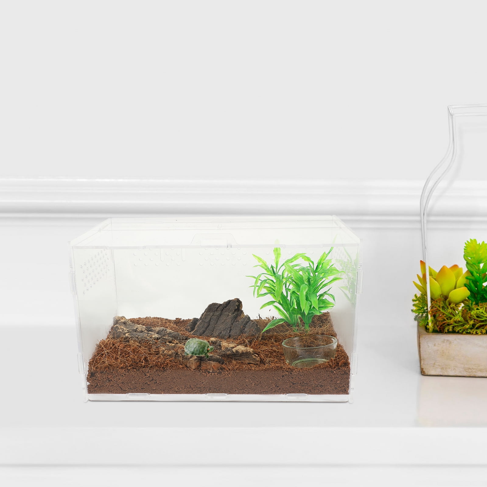 Monyance leopard gecko tank Acrylic Reptile Terrarium Hermit Crab Spider Habitat Cage 25x15cm(9.84X5.91X5.91Inches)