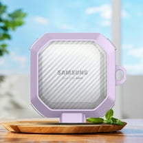 Secure Lock Clear Case Design for Galaxy Buds FE (2023)/ Galaxy Buds2 Pro Case (2022)/Galaxy Buds Pro (2021)/Galaxy Buds 2 (2021)/Galaxy Buds Live (2020) Carbon Fiber Case,Lihgt Purple