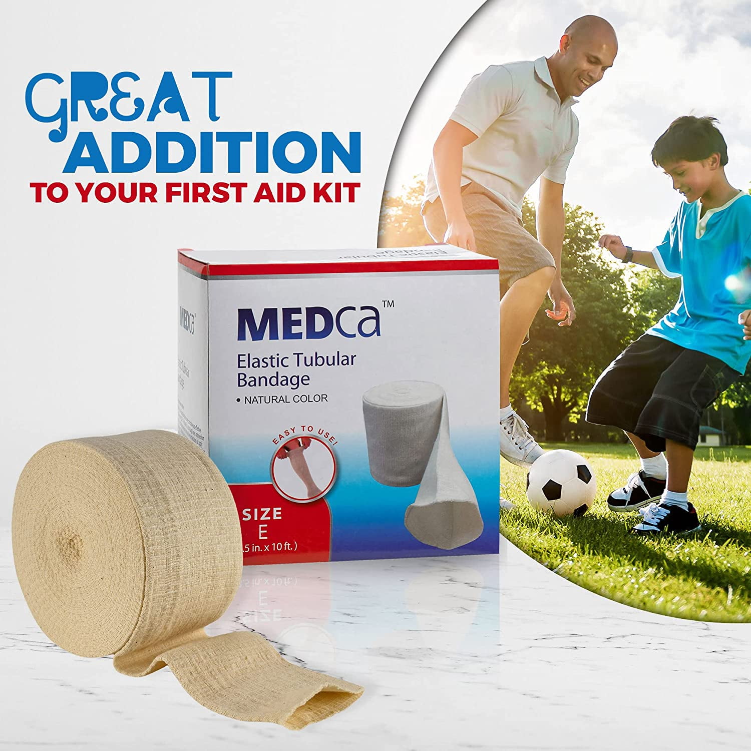 MEDca Elastic Tubular Support Sleeves, Unisex Compression Bandage, Size E, 10m, Natural