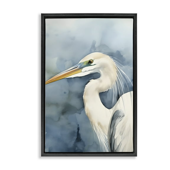 Stupell Industries Beach Bird on Blue Animals & Insects Painting Black Floater Framed Canvas Art Print Wall Art, 17 x 25