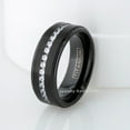 thumbnail image 4 of Titanium Mens Wedding Band - Comfort Fit Brushed Finish Black IP Eternity CZ Center Titanium Anniversary Ring -#587WFs12.5, 4 of 6