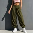 thumbnail image 6 of Baggy Sweatpants Zaewscy Women Fashion Solid Casual Elastic Waist Long Sweatpants With Pockets Army Green XXL, 6 of 9