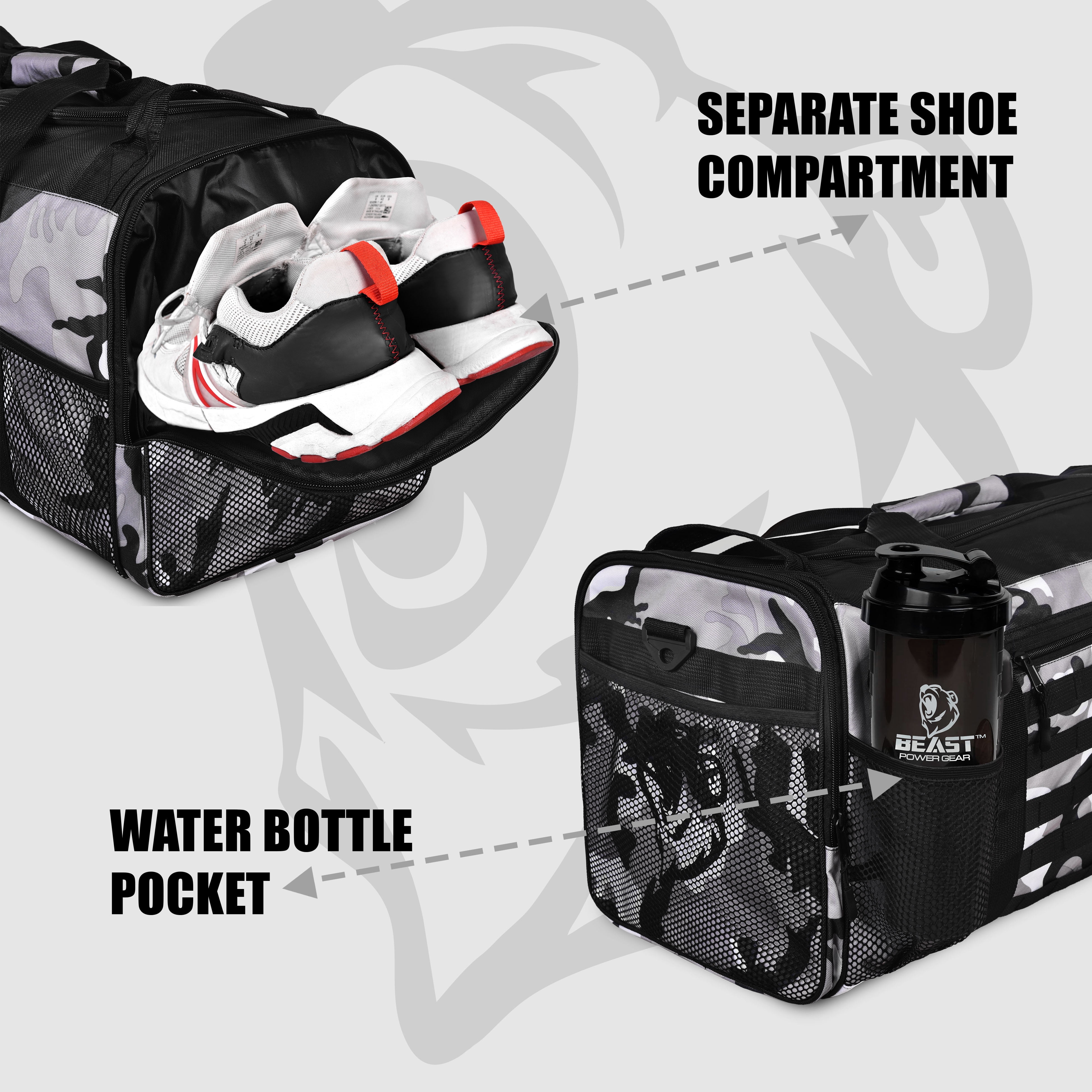 Beastpowergear Gym Duffle Bag- Workout, Boxing, MMA, Sports Bag with Shoes Compartment and Adjustable Shoulder Strap for Men and Women.