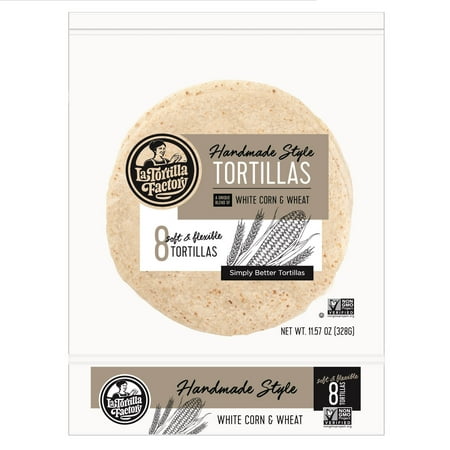La Tortilla Factory Hand Made Style Tortillas, White Corn, 8 Ea (Pack of