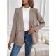 thumbnail image 4 of Traje de Blazer Estilo Boyfriend para Mujer, con Cuello de Solapa, Estampado de Cuadros y Dos Botones Chaqueta Blazer para Oficina o Trabajo Caqui XL, 4 of 10