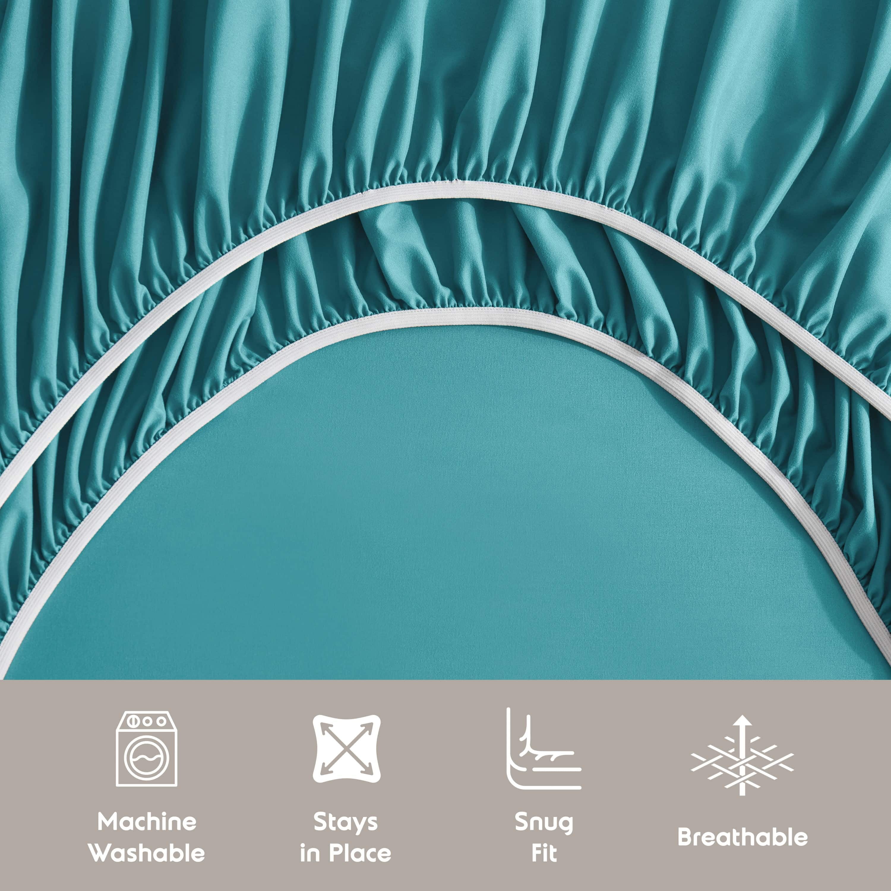 LammaLoe Extra Deep Pocket Split King Sheets set, Fits 18"-24" Mattress, 7 Piece Soft Microfiber Bed Sheet Sets, Teal