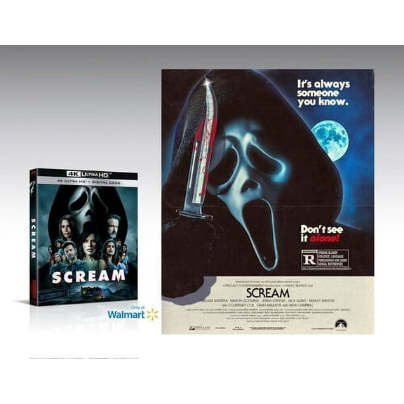 Scream (2022) 4K Ultra HD   Movie Poster (Walmart Exclusive) (4K Ultra HD) (Walmart Exclusive), Exclusive Bundle, Horror