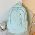 thumbnail image 3 of Nylon School Backpack, Lightweight Backpack with Bow Pendant, Spacious Trendy Backpack for Travel College Work (Light Green), 3 of 6