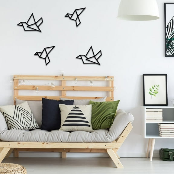 Vapaus Birds Steel Metal Wall Art Sculpture, Black Accent Sign Hang Home Decor