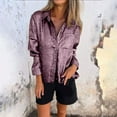 thumbnail image 2 of AherBiu Plus Size Tops for Women Button down Shirts Long Sleeve Vintage Lapel V Neck Blouse Shirt, 2 of 6