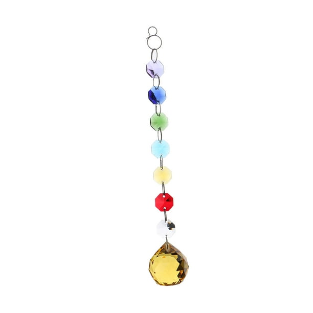 Bola Cristalina De Que Cuelga La Bola Redonda De Las Gotas De La Prisma Del Colector Ligero, 14 Estilos Disponibles 20cm amarillo Baoblaze Suncatcher de cristal