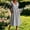 Gray, variant on Women's Cotton Linen V‑Neck Midi Dress Short Sleeve Button Front Casual Loose A‑Line Dress with Functional Side Pockets Army Green S(S)