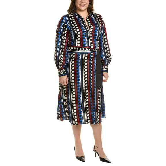 Marella womens Plus Tie Waist Shirtdress, 0, Blue