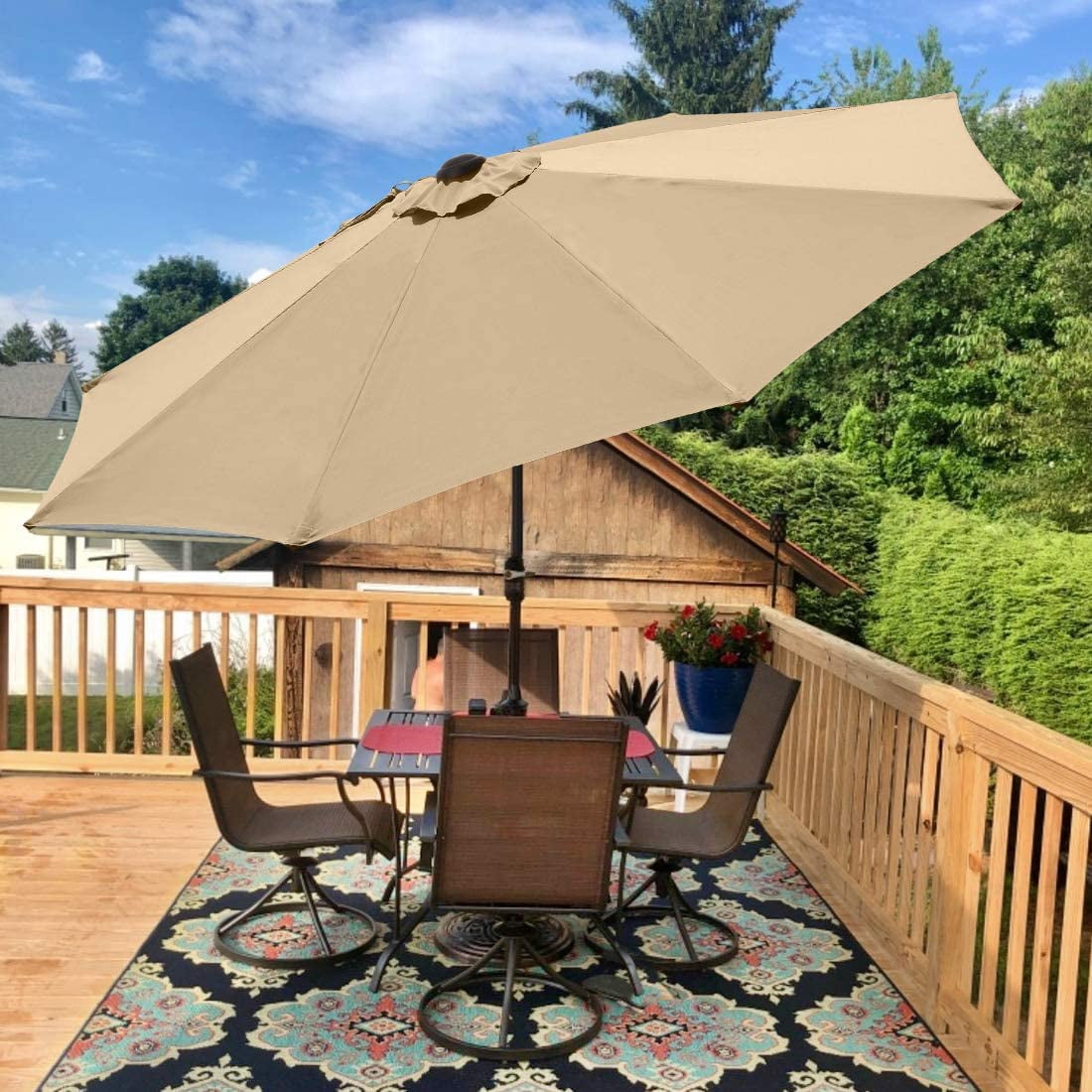 Quictent Patio Umbrella Table Market Sun Shade 9FT Crank Outdoor Canopy Cover 