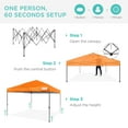 thumbnail image 3 of Best Choice Products 10x10ft Easy Setup Pop Up Canopy w/ 1-Button Setup, Wheeled Case, 4 Weight Bags - Orange, 3 of 10