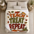 thumbnail image 5 of Teach Treat Repeat Quote with Pencils Apple Notebook Books Pumpkin and Leaves, Fun Autumn School Style for Teachers, Classroom Motif and Teacher Gift, Warm Flannel Blanket, Home Decor, 5 of 9