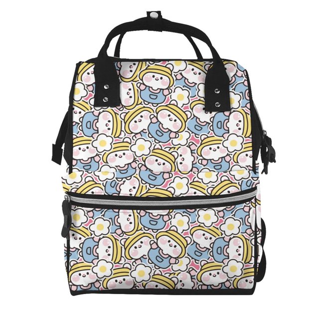 Fotbe Cute Rabbit Mochila Maternidad - Lona de Sarga Impermeable, Mochila de Pañales de Gran Capacidad con Múltiples Bolsillos y Correas Ajustables