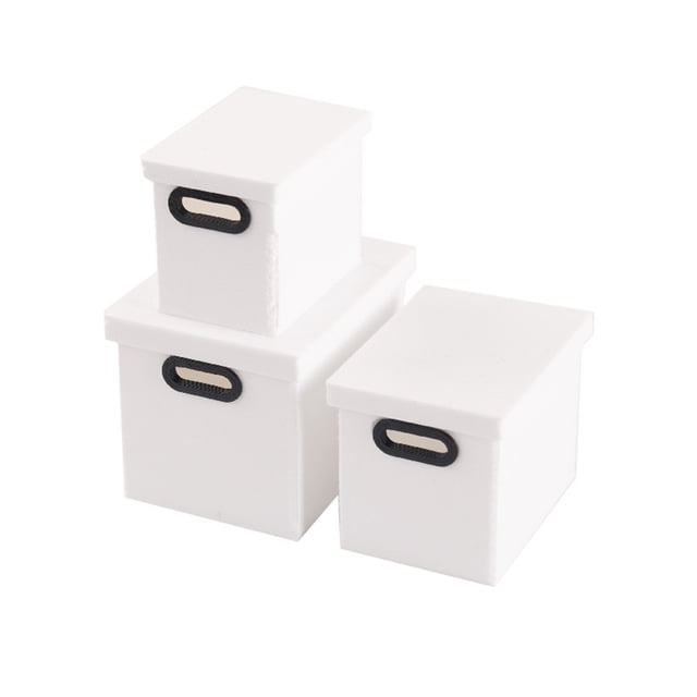 3pcs/Set Simulation Storage Box 1:12 Miniature Scale Three-Piece Stacking Design Smooth Edges Safe Play Storage Organizer Dollhouse Accessory