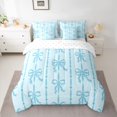 thumbnail image 2 of Manfei Princess Blue Ribbon Twin Bedding Sets 7-Piece, Abstract Stripes Bedding Comforter Set, Kawaii Love Heart Reversible Sheet Sets, Ultra Soft Bedroom Decor, 2 of 7