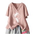 thumbnail image 1 of Tops estampados de manga corta de ocio con cuello en V de verano a la moda para mujer Fridja zx3540, 1 of 4