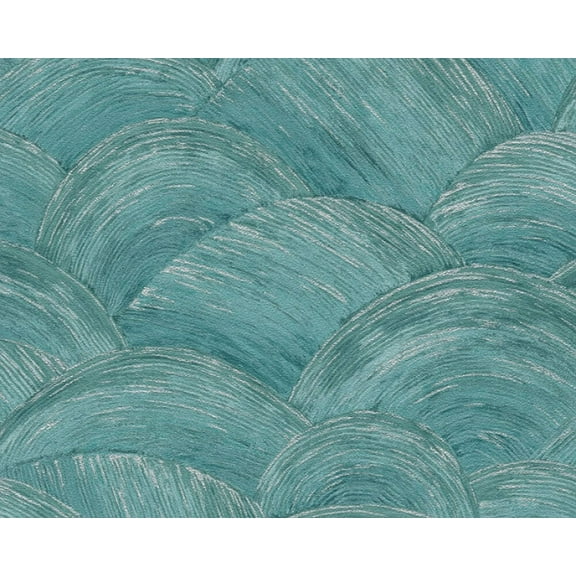 Concord Wallcoverings Modern Textured Wallpaper Graphics, Modern, Vinyl Accent Wall, Blue, Green, Metallic, Silver, Turquoise, 21 in x 33 Ft (57 sq. ft), 391052