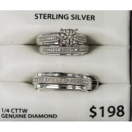 Ss Fb 1/4cttw Dia Rd Trio Set